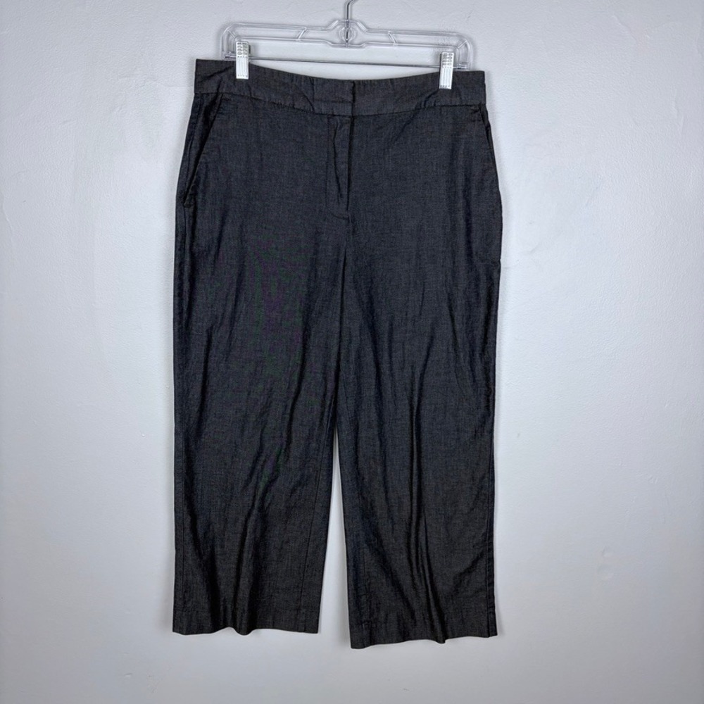 Ann Taylor Factory High Rise Cropped Wide Leg Trouser Navy Career Office Size 10